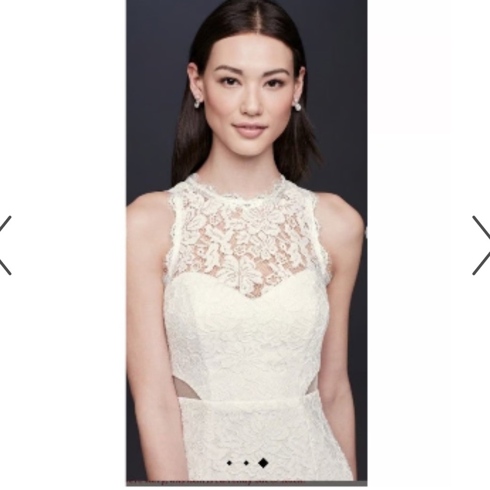 DB STUDIO Corded Lace Trumpet Wedding Dress with Illusion Sides. - size 14 NWT - Picture 2 of 16